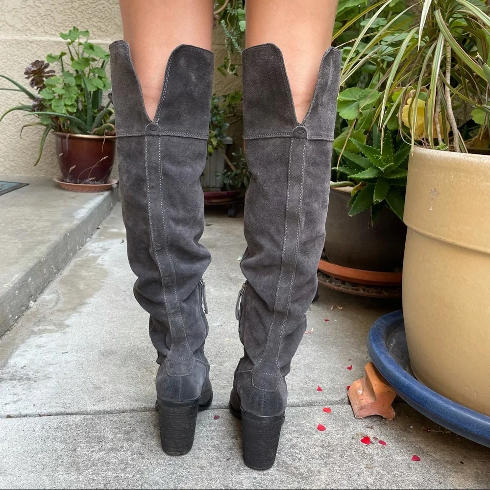 Dark gray Steve Madden leather over the knee boots